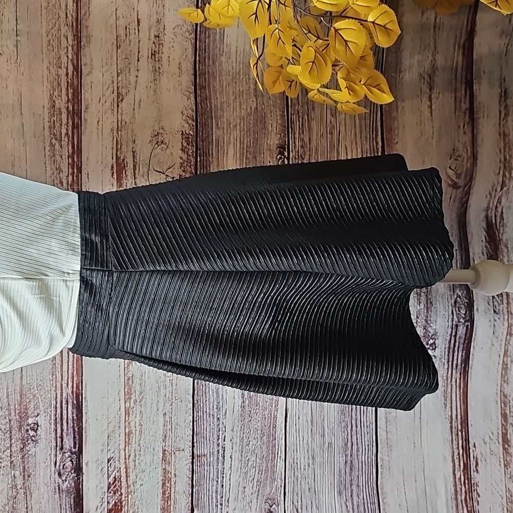 NEW CHARLOTTE RUSSSE BLACK TEXTURED PLEATED SKATER SWING SKIRT - Picture 5 of 7